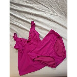 DKNY 2 Piece Ruffle Tankini Women's Swimsuit Swim Bathing Suit Fuchsia  XXL 2x
